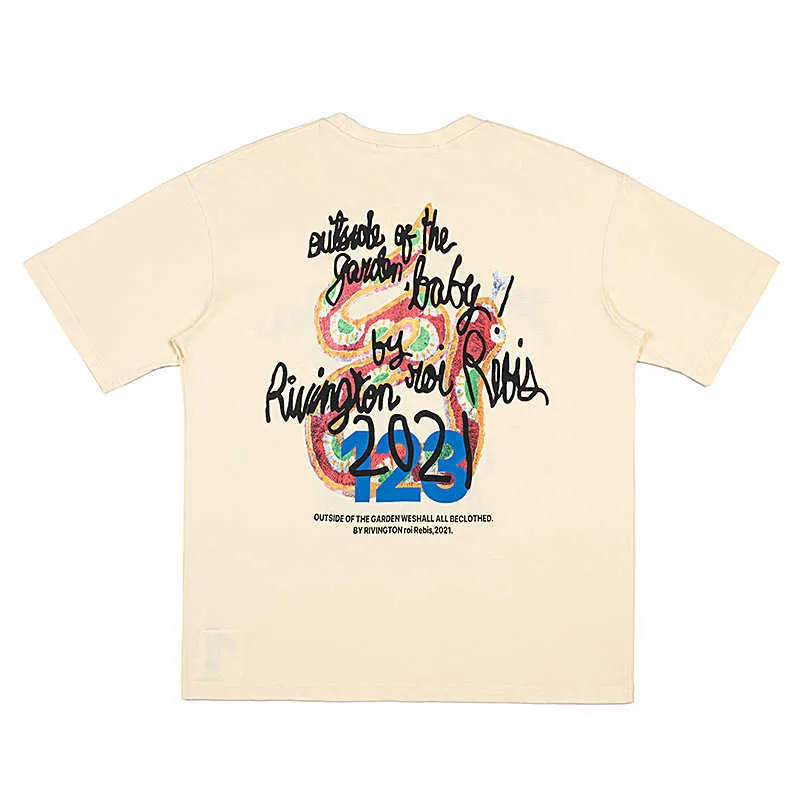 RRR123 Herr-T-shirt RRR123 Mäns kvinnors T-shirt Rainbow Snake 2024 Designer Limited Edition Foam Printed Almond Short Sleeve Men's and Women's T-shirts