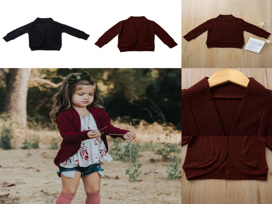 Bébé garçon fille tricots pull Ins automne à manches longues enfant coton Cardigan vin rouge noir manteau 2111107
