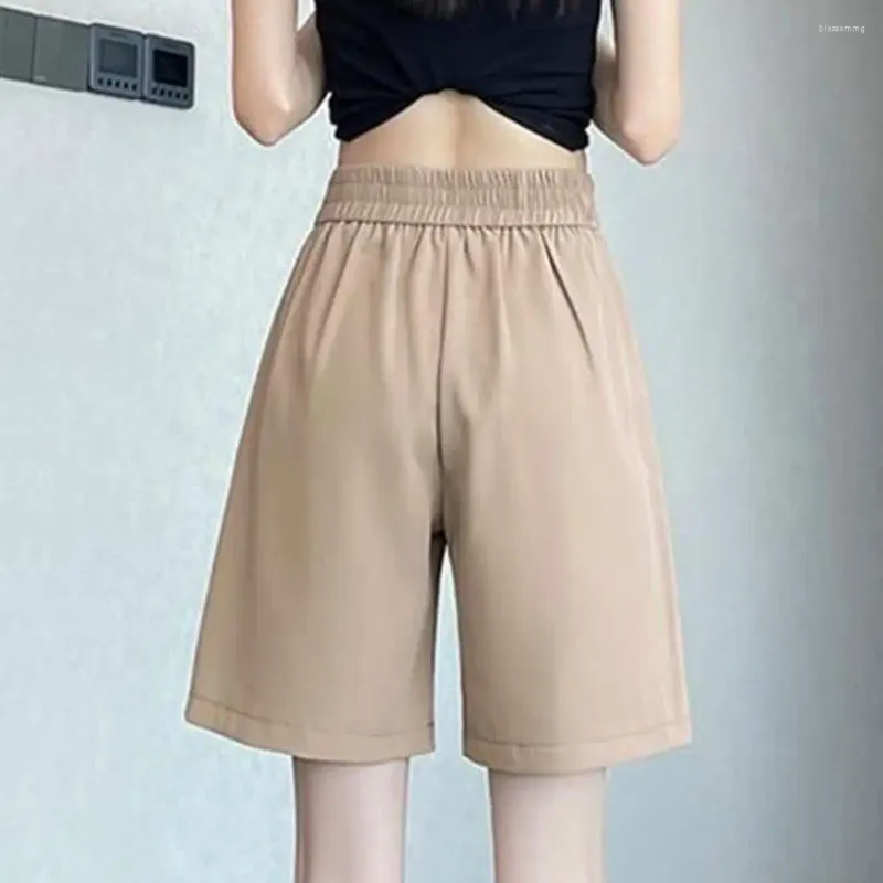 Kvinnors shorts Lossa raka kostymbyxor Bekväm sommar med hög midja A-line design andbart tyg för casual wear