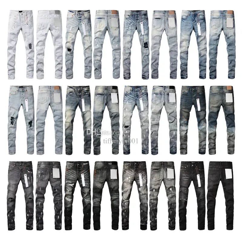 Designer Mens Purple Jeans For Mens Denim Pants Fashion Womens Purple-varumärket Trender Estruerad Black Ripped Biker Slim Fit Motorcykel Sweatpants 28-40 923626208