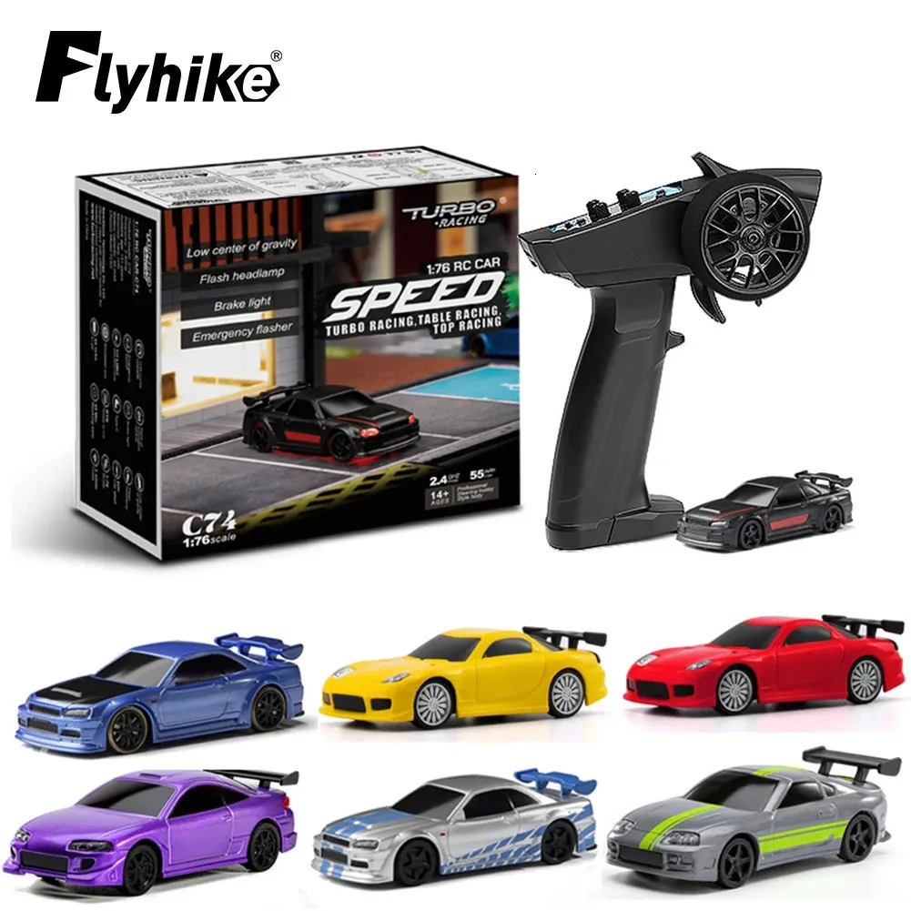 Turbo Racing 1 76 C64 C73 C72 C74 Drift Remote Control Car med Gyro Radio Full Proportional RC Toys RTR Kit Children Gifts 240123