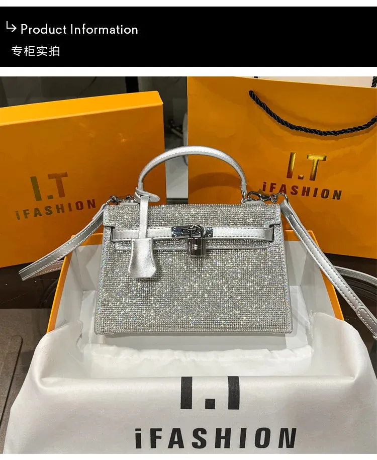 Sac pour femmes luxury diamant incrusté platine sac à main de bureau argent sac d'anniversaire de fête d'anniversaire sac de soirée sac en cristal sac 240131