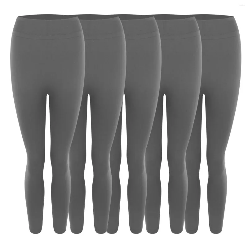 Leggings da donna 5 pezzi Fondo elastico in tinta unita caldo all'interno sottile velluto skinny da donna a vita alta Yoga con tasche gonna da insegnante