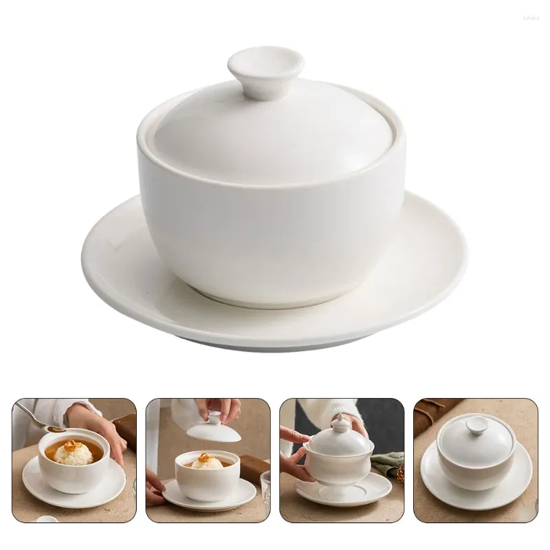 Dinnerware Sets Ceramic Stew Pot Bowls With Lid Tableware Home Kitchen Household Ceramics Cover