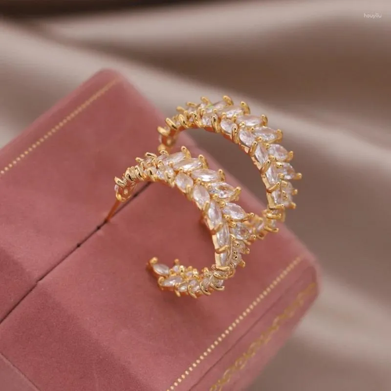 Kolczyki stadnorskie Koreańska biżuteria modowa 14K złota luksusowa cyrkon c typ pszenicy eleganckie eleganckie akcesoria na imprezę damską