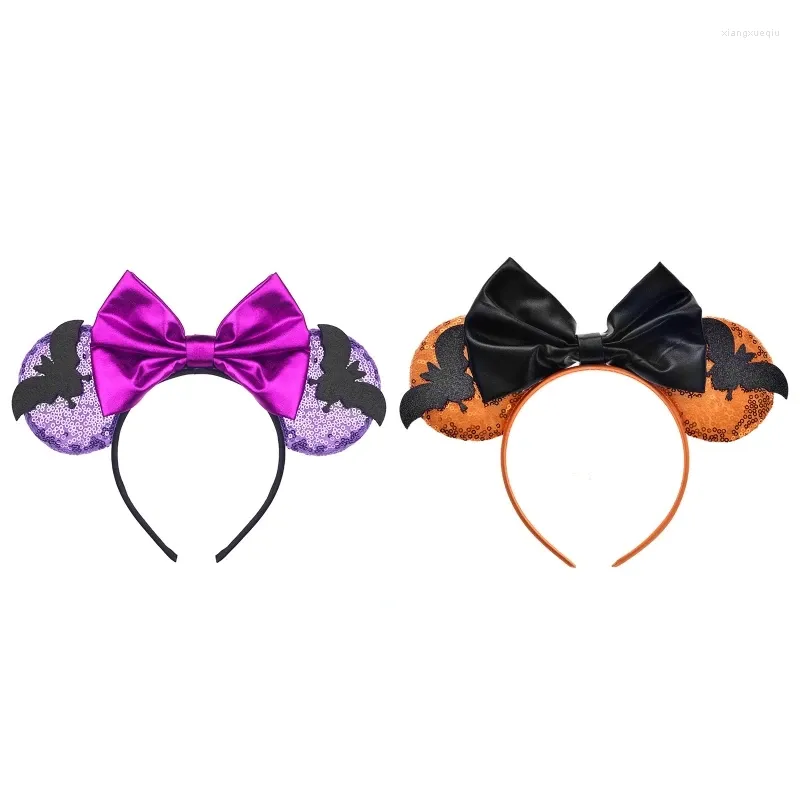 Haarschmuck Halloween Bogen Stirnband Pailletten Maus Ohr Stirnbänder Für Mädchen Bowknot Hoop Bögen Dekor Mode Ohren Haarband Dropship