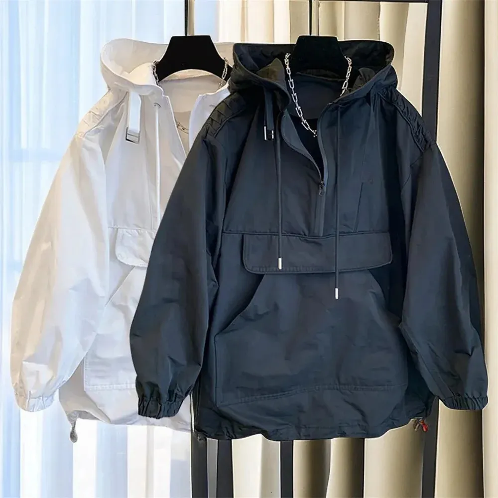 Marchio di moda coreano coppia indossare giacca da uomo giacca a vento design casual cappotto allentato tendenza primavera e autunno con cappuccio carica 240130