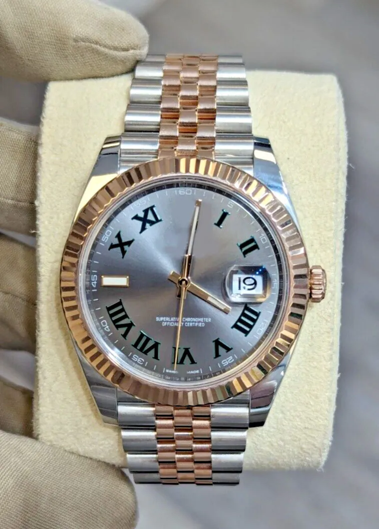 Marca mundial 2024 relógio Melhor versão Relógio Datejust 41 Wimbledon Jubilee Band Canelada Bezel Watch 126331 relógio automático com 2 anos de garantia RELÓGIOS MENS