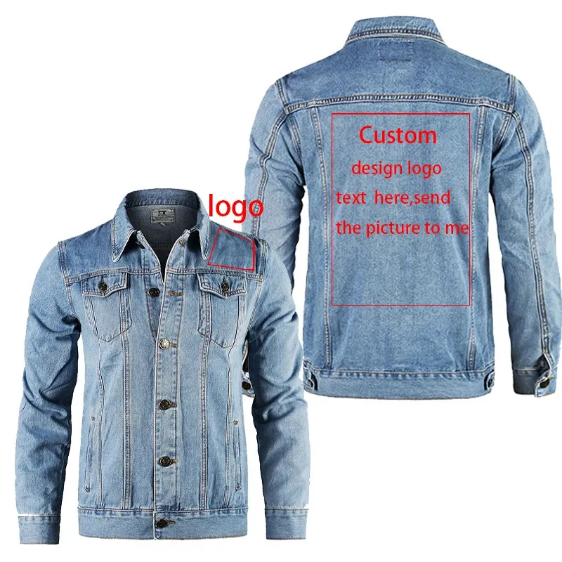 DIY Custom Denim Jacket Men Casual Lapel Single Breasted Jeans Jacket Men Autumn Mens Jackets coat 240124