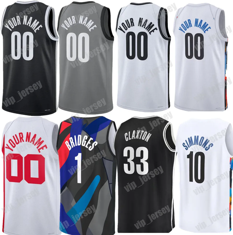 Personnalisé 1 Mikal Bridges Spencer Dinwiddie Maillots de basket-ball Cameron Johnson Nicolas Claxton Cam Thomas Seth Curry Armoni Brooks Patty Simmons