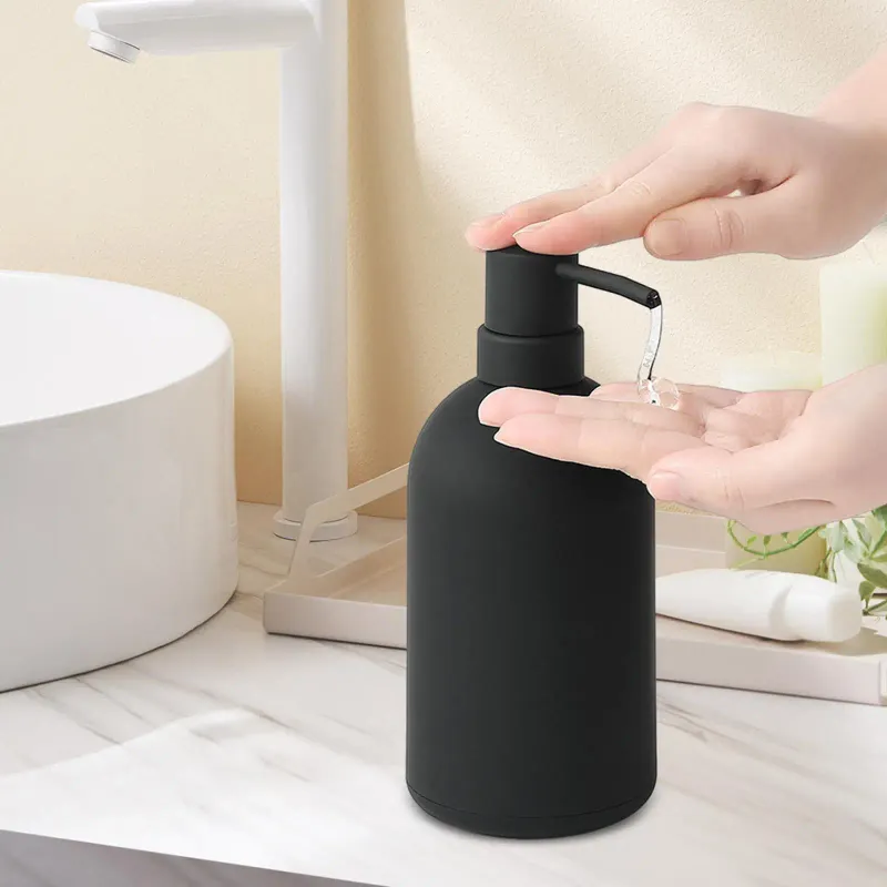 Banyo Aksesuar Seti Siyah Sabun Dispenser Boş Pratik El Banyo Mutfak Lavabo Dekor Şampuanı için 480ml Pompa Şişesi