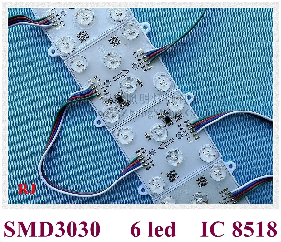 وحدة ضوء LED كاملة اللون IC 8518 استئناف من نقطة كسر SMD 3030 DC24V 6 LED 4W انعكاس العدسة 70mm*70mm*7mm 2024