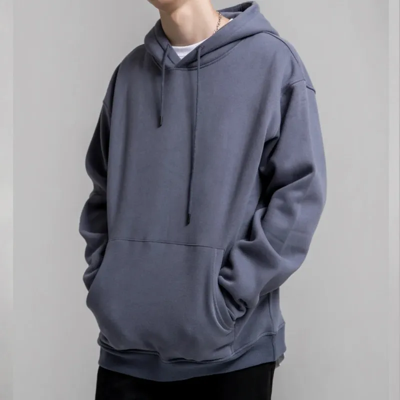 Casual hiver hommes 345gsm polaire chaud tous les jours sweats à capuche Hip Hop solide épais pull automne hiver hauts à manches longues Fitness tenues de yoga vêtements pull