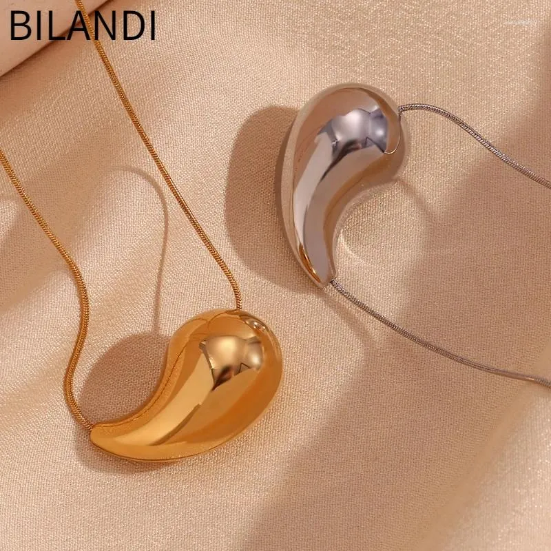 Chains Bilandi Modern Jewelry European And American Design Teardrop Pendant Necklace For Women 2024 Trend Accessories