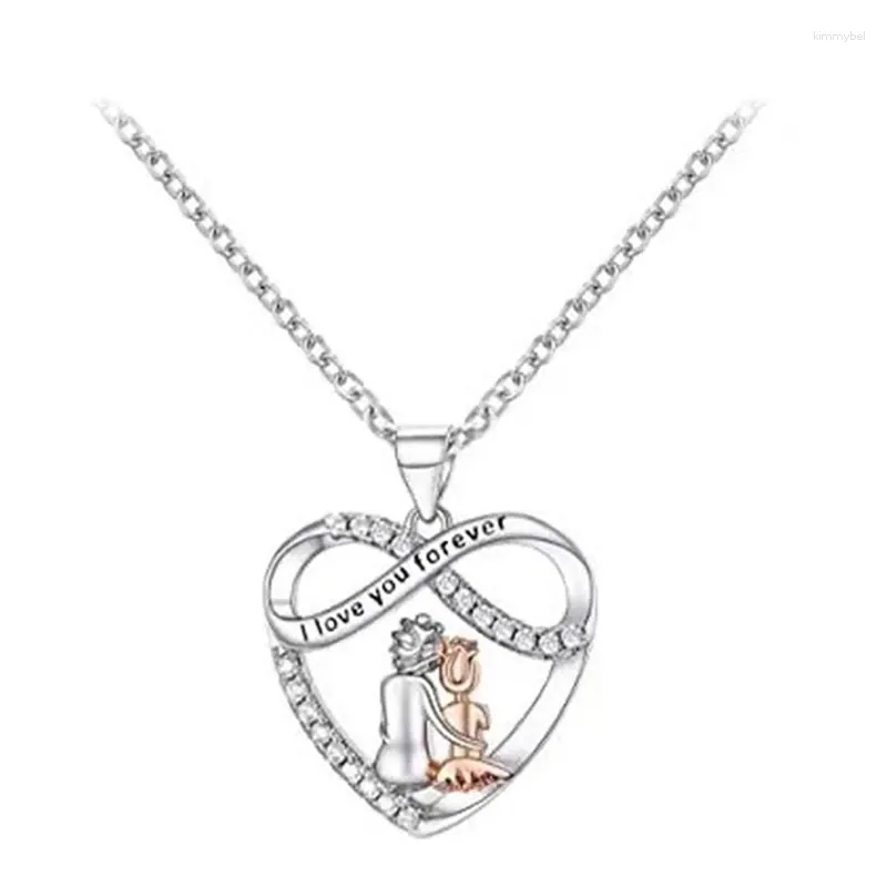 Ketten Mode Persönlichkeit Mutter Kind Konzentrischen Herz Anhänger Silber Farbe Kontrast Halskette Für Frauen Schmuck Geschenk