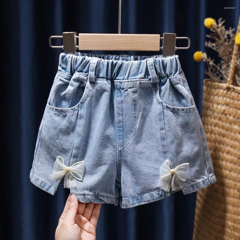 Shorts Kids Girls Denim Elastic Waist Thin Summer Short Pants 2024 All-Matched Casual Children Girl Jeans