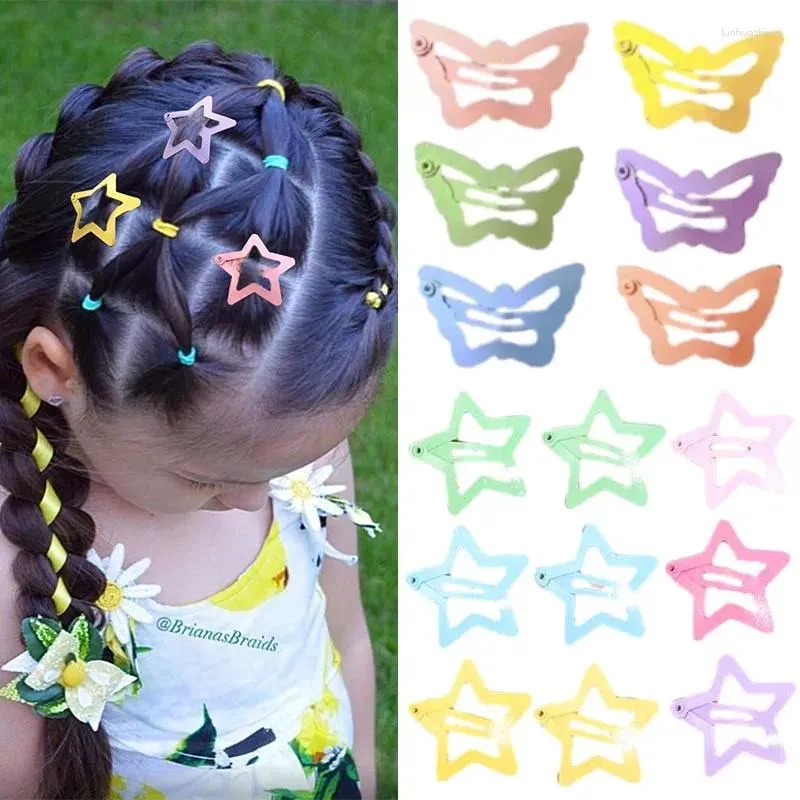 Accessoires de cheveux Oaoleer 20pcs / set couleur étoile clip pour bébé fille métal papillon épingle à cheveux barrettes côté enfants coiffure