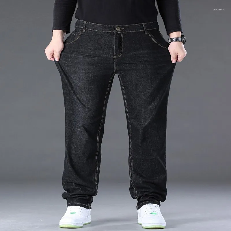Heren Jeans Plus Size 48 50 Heren Denim 300KG Casual Mode Zakelijke Broek Elastisch Los Recht Lang Dropship Groot 5XL 6XL 7XL
