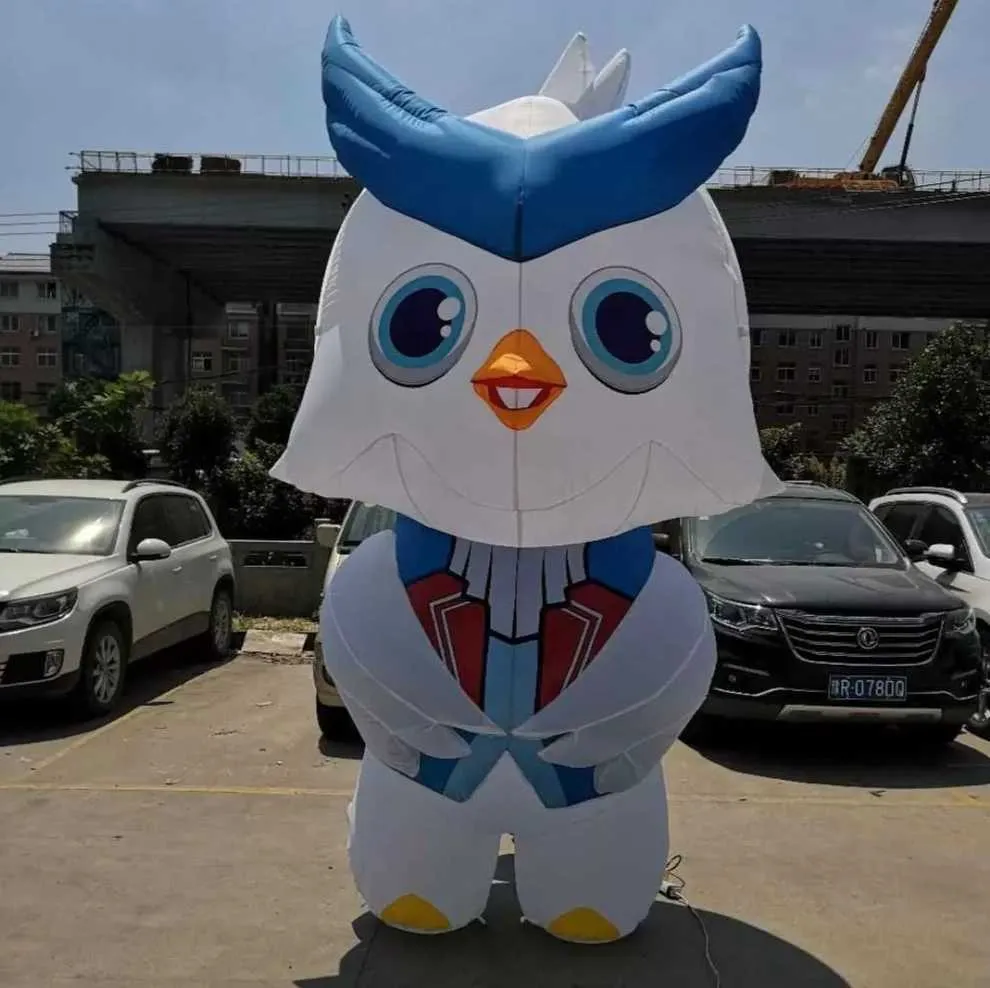 En gros géant taille personnalisée bleu videur gonflable hibou de nuit joli ballon animal pour la décoration d'événement 3/4/6 m de haut