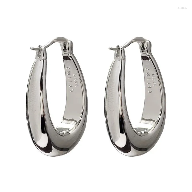 Boucles d'oreilles créoles ovales Vintage en argent Sterling 925 pour femmes, bijoux tendance, prévention des allergies, accessoires de fête, cadeau