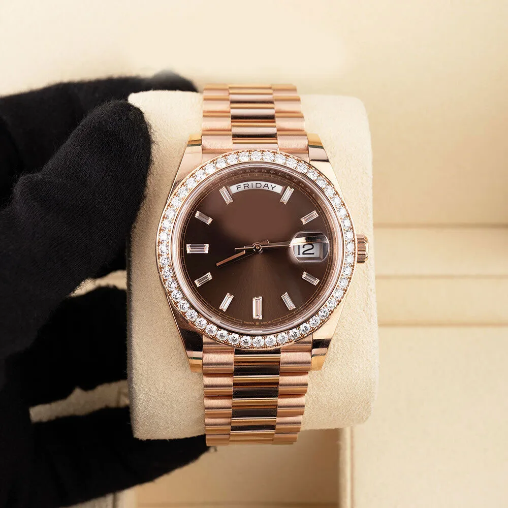 Brand World 2024 Oglądaj najlepszą wersję dnia 40 Watch 40 mm brązowy indeks diamentowy Tial Rose Gold 228345RBr Automatyczne zegarek 2-letnie gwarancyjne zegarki męskie