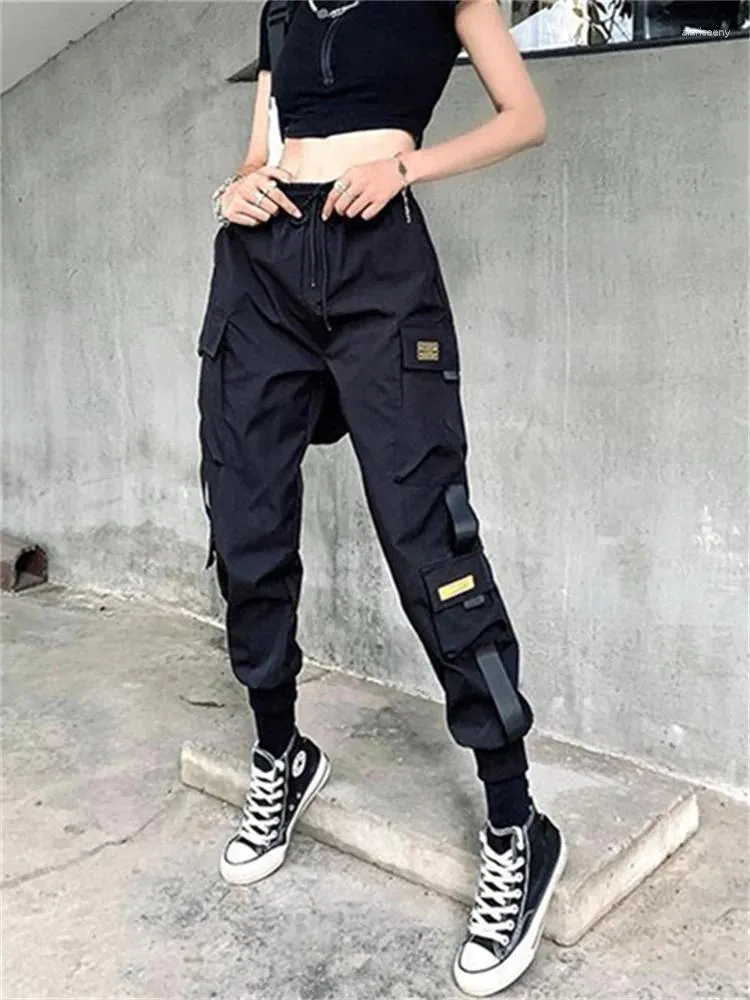 Women's Pants QWEEK Punk Japanese Streetwear Cargo Women Harajuku Joggers Sweatpants Baggy Casual Loose Trousers For Female Techwear