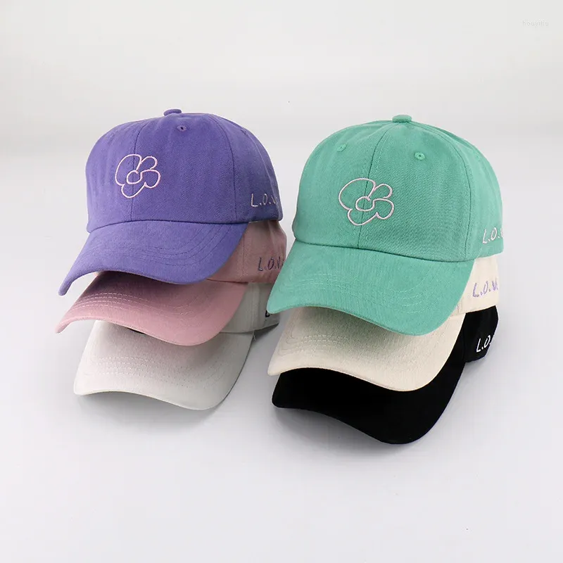 Ball Caps High Quality Soft Top Cartoon Sweet Candy Color Embroidery Small Flowers Baseball Cap Summer Spring Outdoor Young Student Hat