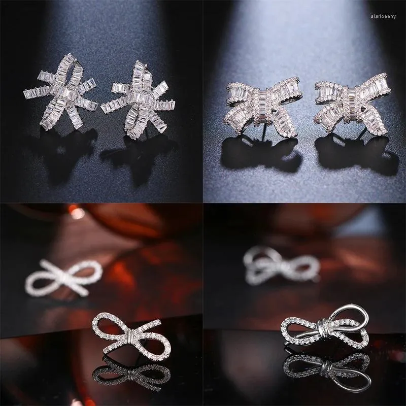 Studörhängen Sugo 2024 Summer Fashion Unique Bow Tie Cubic Zirconia för eleganta kvinnor som bländar middagsmycken Tillbehör