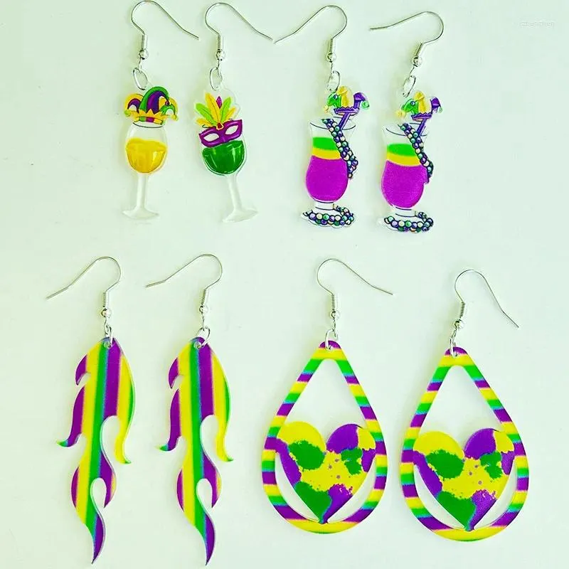 Dangle Earrings 1 Pair Of Acrylic For Carnival Drinks Glasses Water Droplets Love Flame Party Valentine's Day Gift