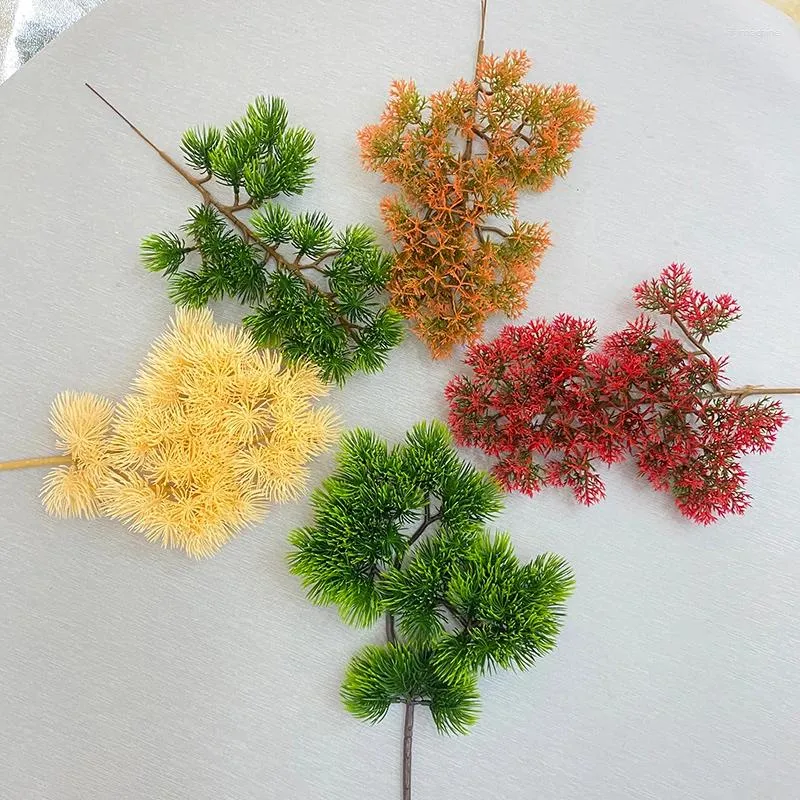 Decorative Flowers Pine Branches Artificial Plants Fake Needle Christmas Wedding Home Tree Decorations DIY Handcraft Bouquet Gift Box