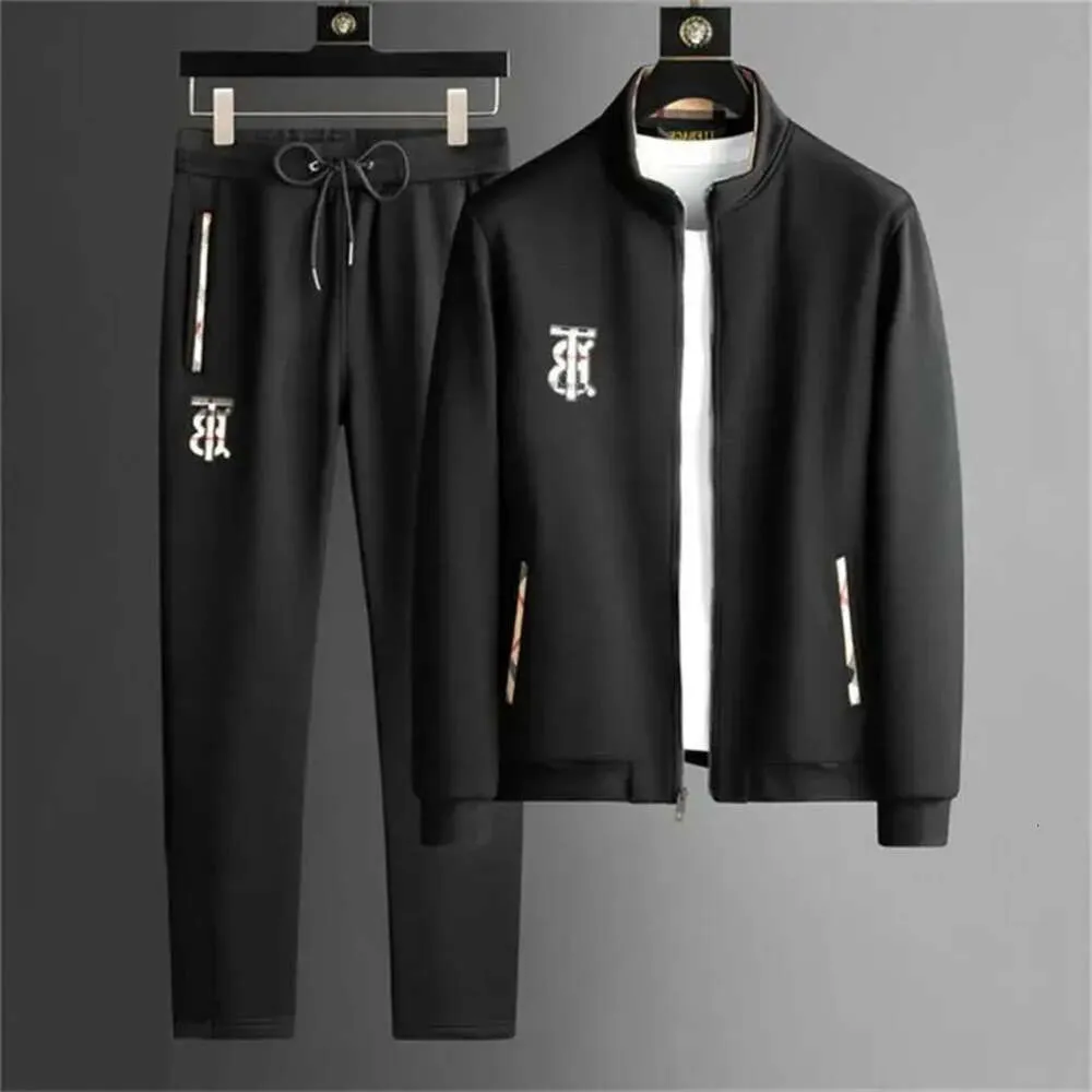 Marque de mode hommes automne et hiver nouveau costume de sport mode haut de gamme col montant Cardigan à capuche décontracté deux pièces ensemble