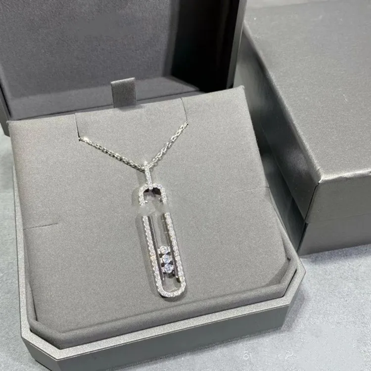 Novo colar clássico de três diamantes para mulher com caixa de luxo em prata esterlina banhado a ouro 18K reproduções oficiais Nunca desbota presente para namorada 014