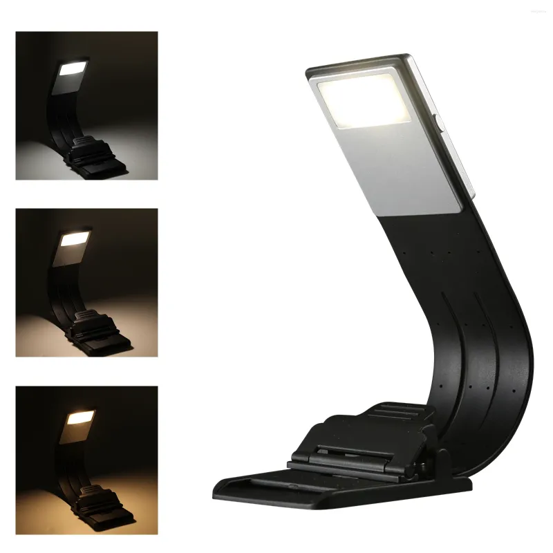 Night Lights Portable LED Reading Book Light With Detachable Flexible Clip 3 Color Temperatures Dimmable Lamp For Office Camping