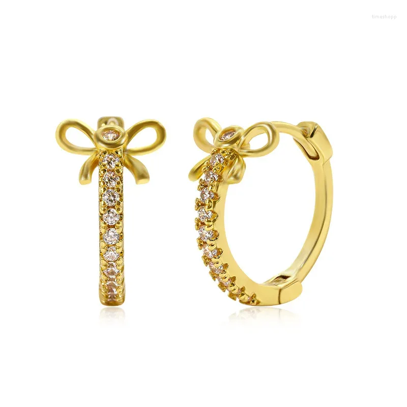 Hoop Earrings Heart Geometric Round Earring For Women Pave CZ Bow Tie Woman's Ears Ring Gold Color Copper Fashion Jewelry