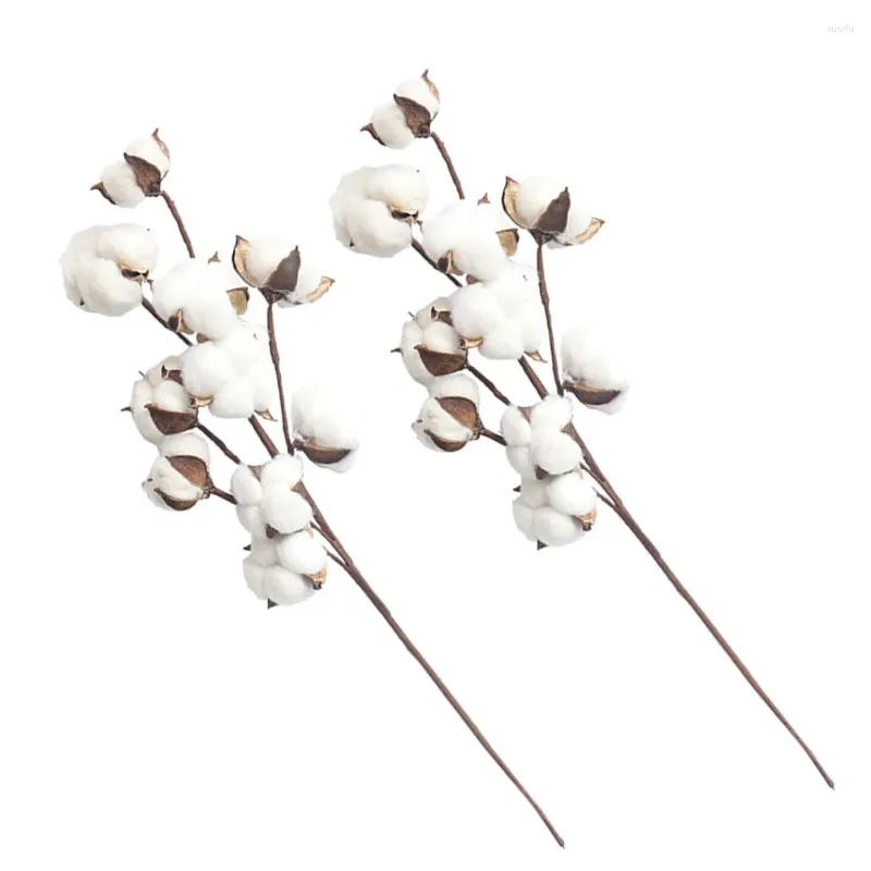 Decorative Flowers Cotton Flower Pick Simulation 10 Dried Branches Farmhouse Vase Fillers Table Centerpieces For Wedding Party Home