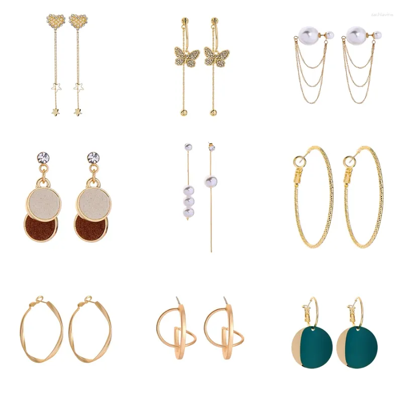 Kolczyki Dangle Crystal oświadczenie biżuteria Kobiety moda moda Kolekcja Acessory 2024 Przyjazd złoty kolor Pearl