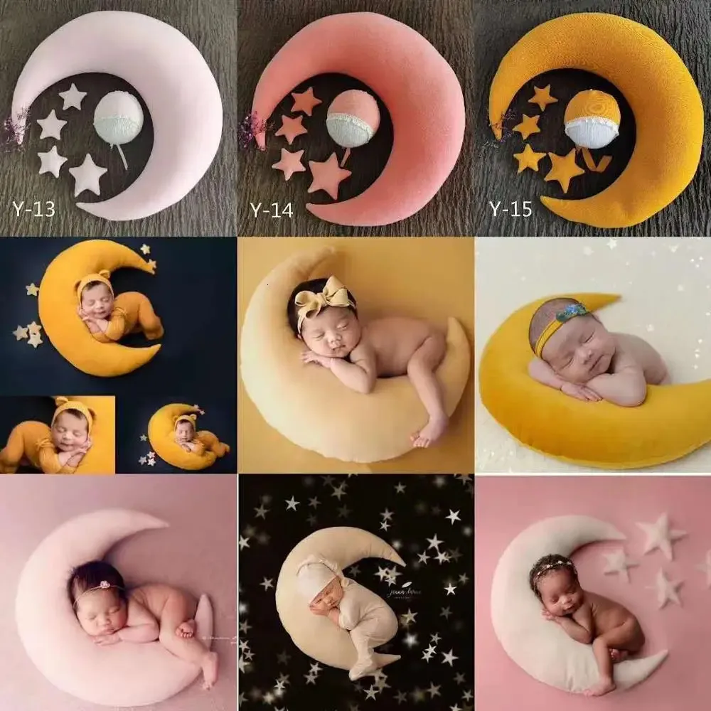 born Baby Hat Posing Beans Moon Pillow Stars Set Infant Bebe Pography Props Nursling Po Shooting Accessories 240118