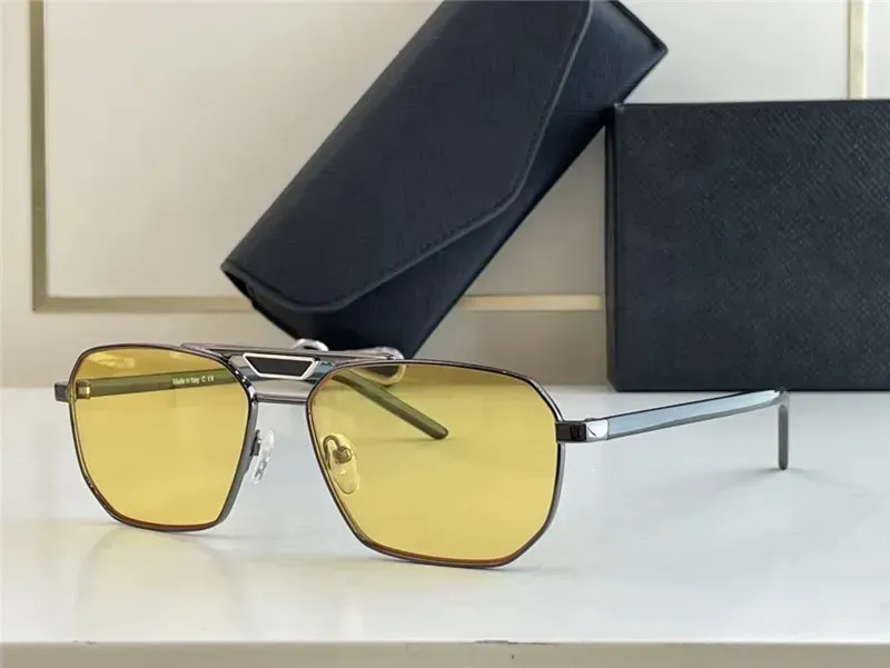 Fashion designer Polygons yellow sunglasses metal frame simple popular style versatile outdoor uv400 protection eyewear zonnebril gafas para el sol de mujer