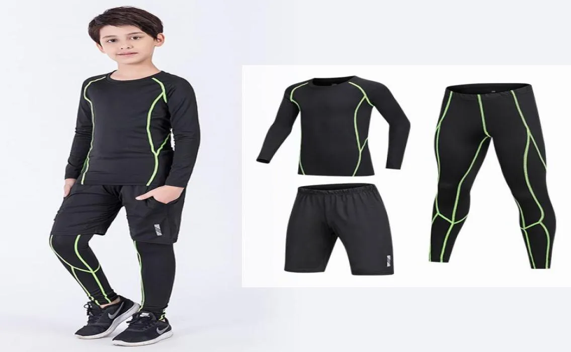 Kinderen Sportlegging Pak Hardlopen Basketbal Voetbal Comfortabel Absorberen zweet Ademend Een driedelige beweging 345113689