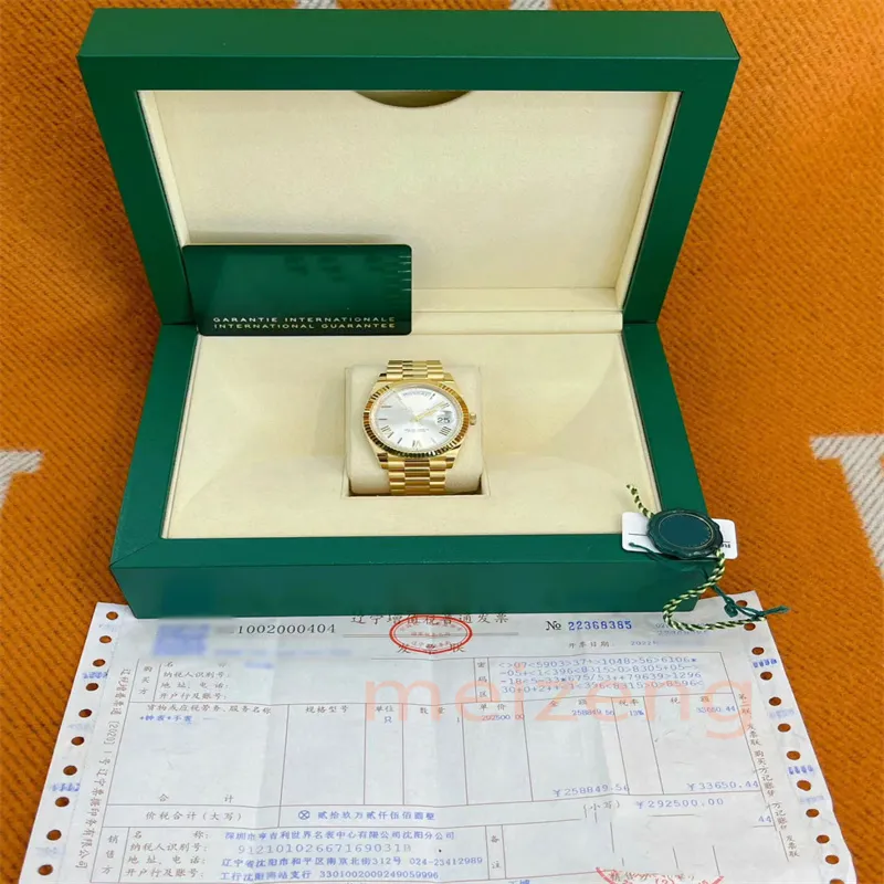 Brand world 2024 watch Best bp factory version President 40mm Silver Roman 18K Gold Watch automatic watch 2-year warranty