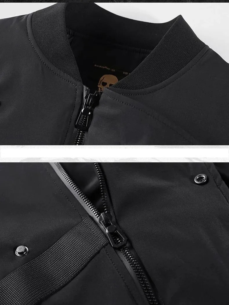 Men's Gothic Skull Techwear Bomber Jacket: Y2K Dark Streetwear Coat