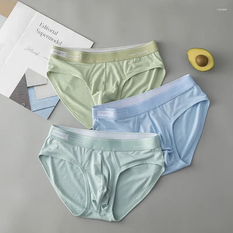 Underbyxor Pinky Senson 40S Modal Men's Briefs Underwear Solid Color Mid midja plus size trosor