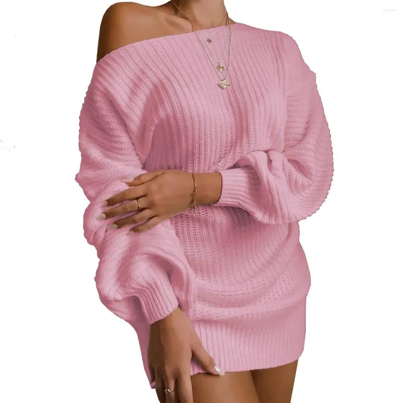 Casual Kleider 2024 Frauen Winter Lange Ärmel Stricken Top Solide Pullover Party Kleid Sexy Nachtclub Stricken Stoffe Lose Kleidung