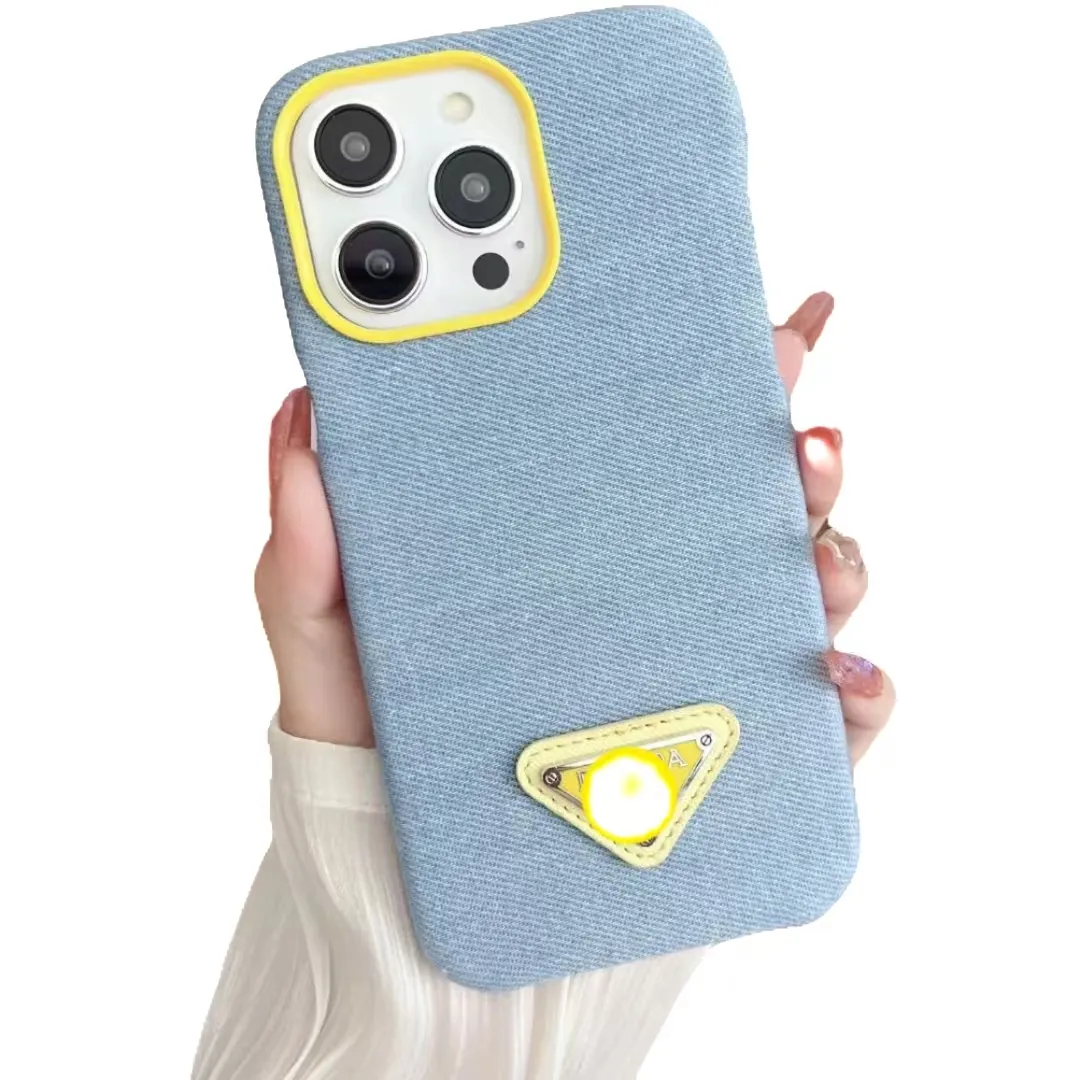 P Designer Fashion Phone Case para mulheres iPhone 14 13 12 11 Pro Max X Xs Xr Plus Casual Denim