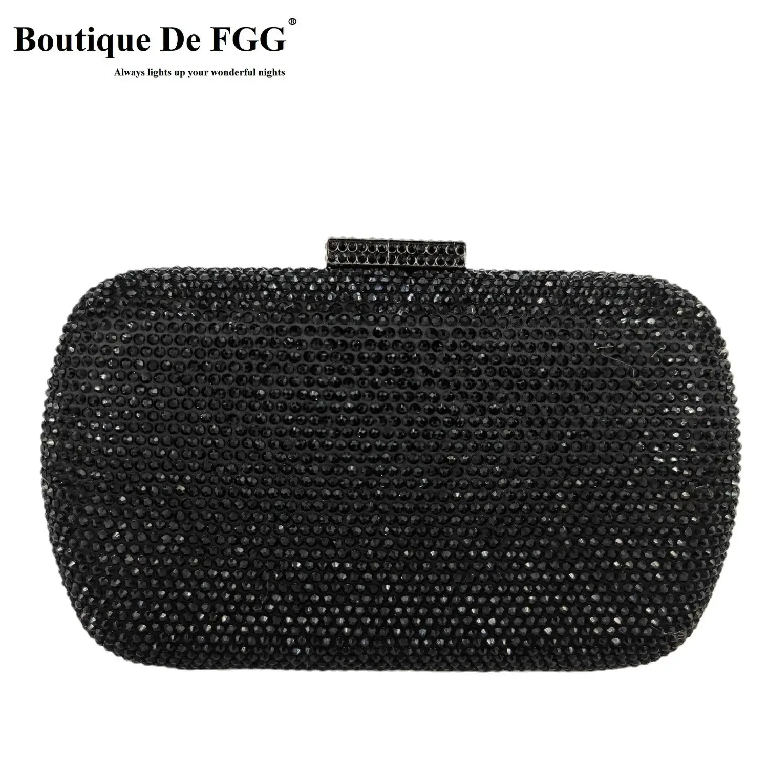 Boutique De FGG Schwarze Abendtaschen und Clutches für Damen, formelle Party, Abendessen, Strass-Handtaschen, Braut- und Hochzeits-Clutch 240126