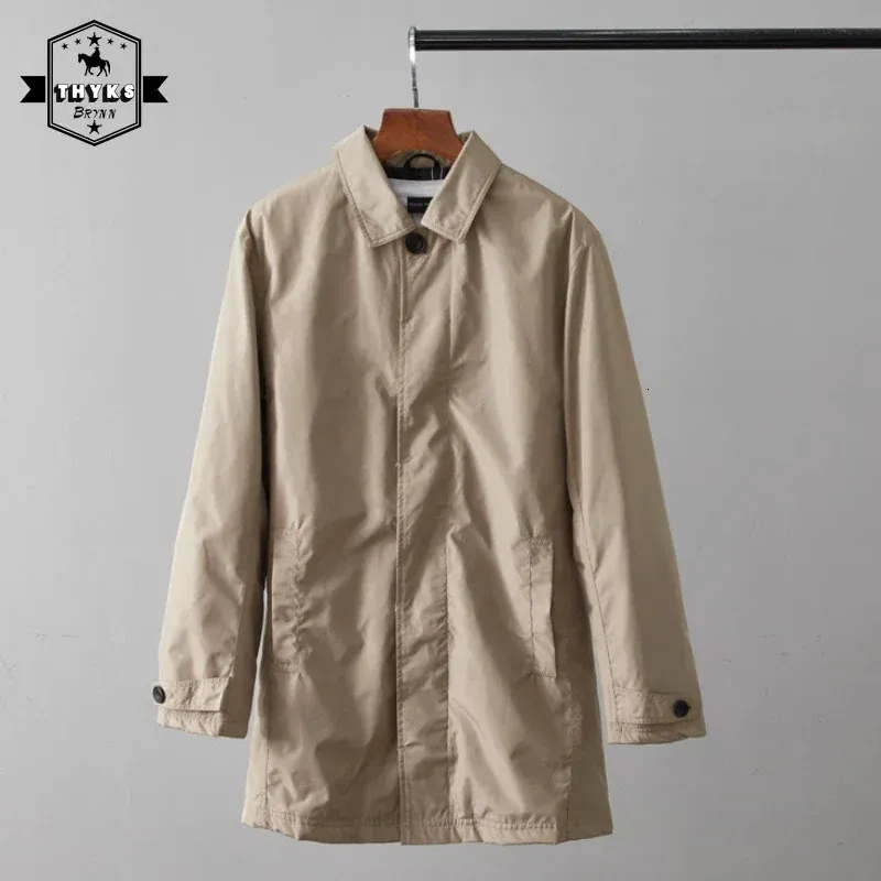 Hommes coupe-vent mi-longueur chaud Trench manteau Style japonais Simple décontracté imperméable pardessus mâle mode Laple affaires vestes 240118