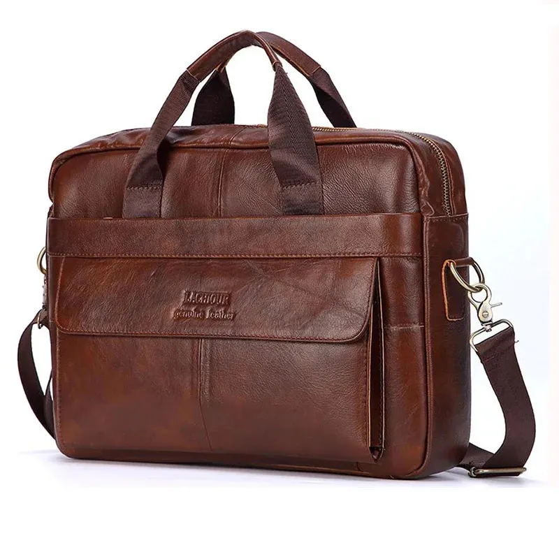 Mannen lederen handtassen Casual lederen laptoptassen Mannelijke zakenreizen Messenger Bags Heren Crossbody schoudertas 240130