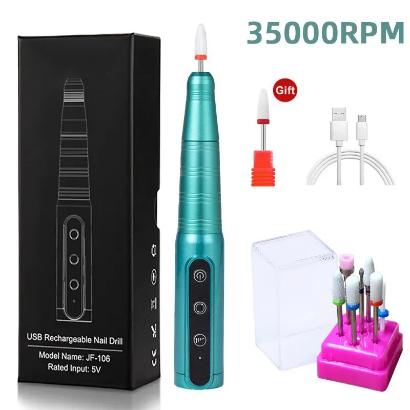 35000 tr/min stylo de forage à ongles sans fil USB lime à ongles stylo de polissage Machine de forage à ongles rechargeable outil de salon de manucure portable 240127