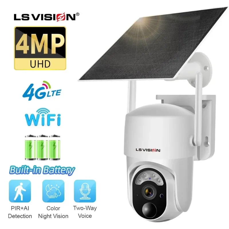 SIM Solar Camera 4MP WiFi Outdoor Wireless Color Night Pir Human Detection Secutity Bulit-In Battery