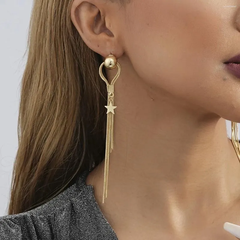 Boucles d'oreilles pendantes pour femmes, pendentif étoile Simple, à la mode et tendance pour femmes, bijoux à pampilles longues, vente en gros, directe